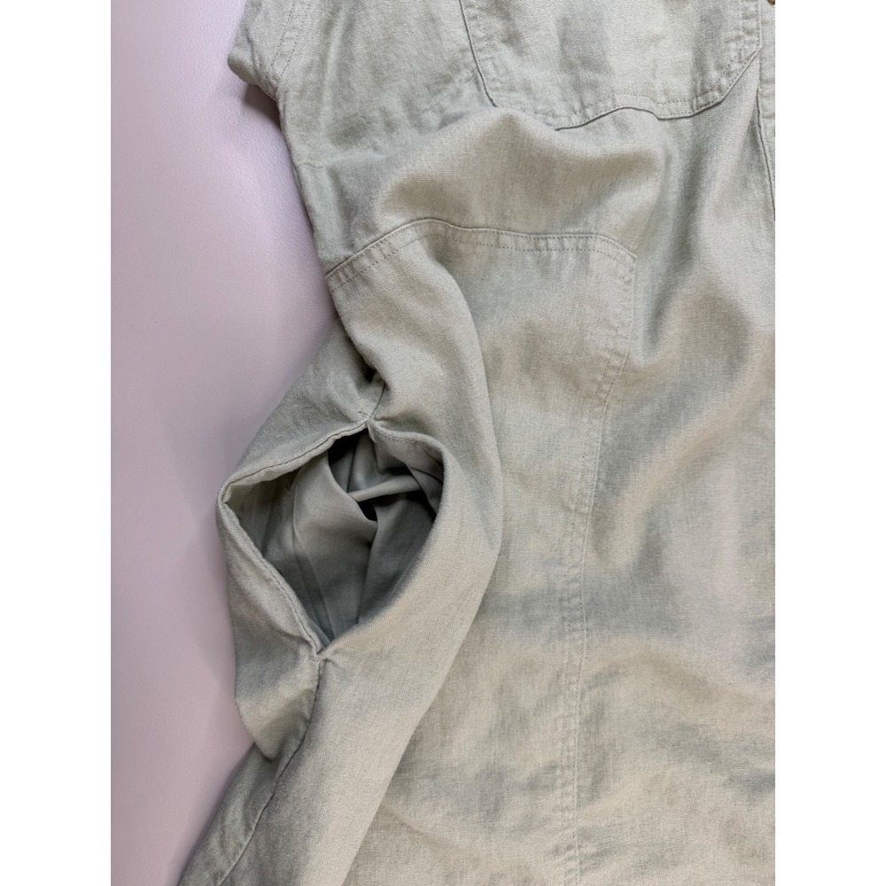 Universal Thread Linen Shirt Dress Womens XXL Olive Green Utility Coastal Boho - Picture 11 of 13